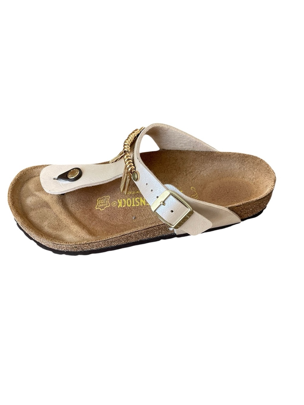 Birkenstock Rare Boho Cream Fringe Gizeh Thong Sandals 7 - Picture 3 of 13